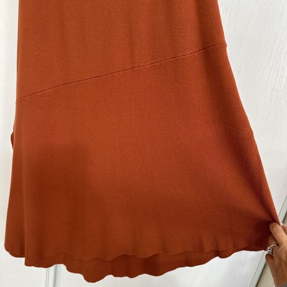 HOUSE OF HARLOW 1960 Knit Asymmetrical Maxi Skirt Orange Side Slit Size Small - Picture 3 of 12